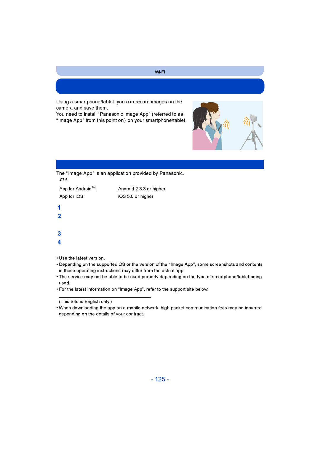 Panasonic DMC-TZ55 Controlling with a Smartphone/Tablet, 125, Installing the smartphone/tablet app Image App 