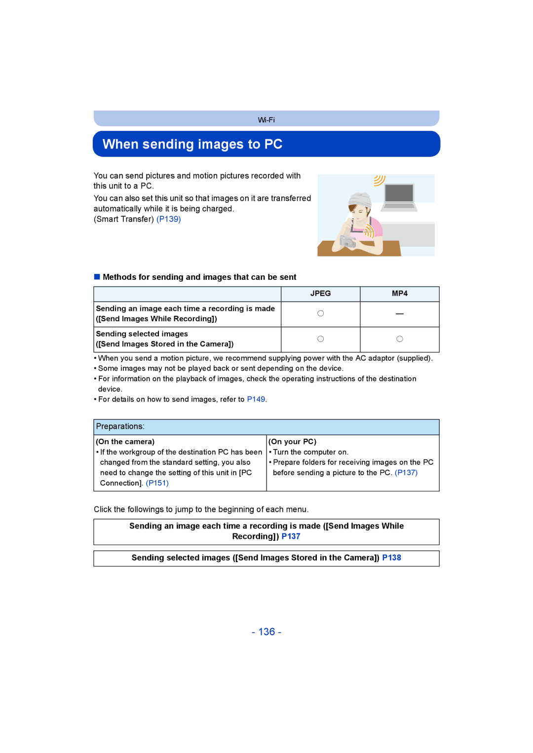 Panasonic DMC-TZ55 operating instructions When sending images to PC, 136, On the camera, On your PC 