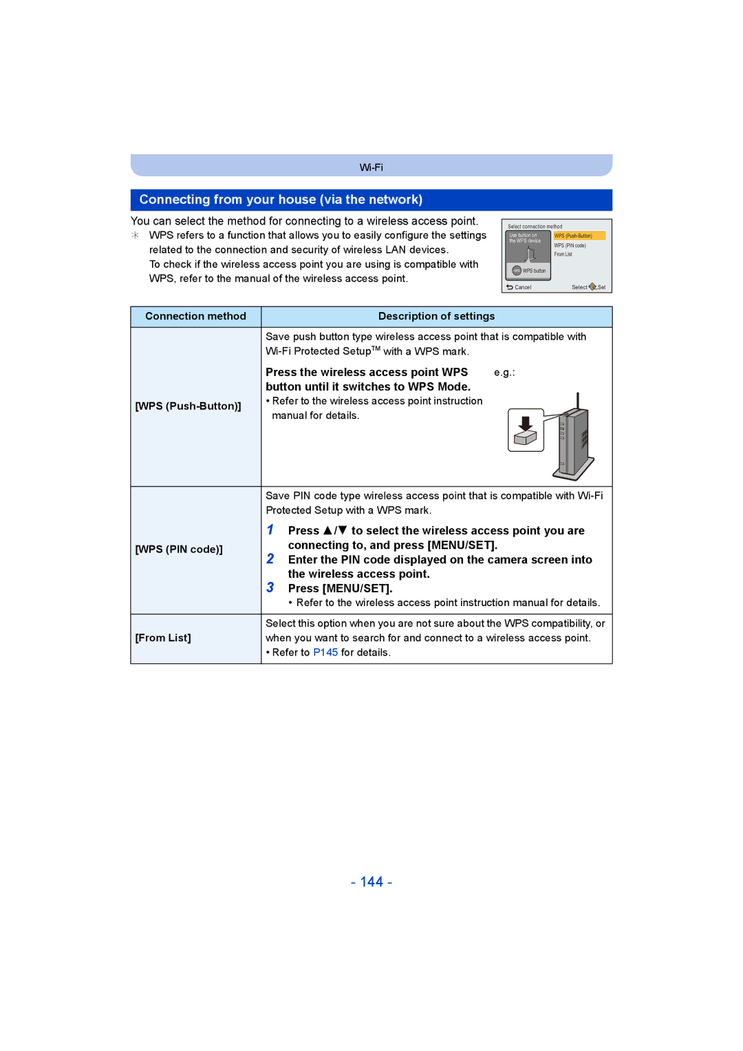 Panasonic DMC-TZ55 operating instructions 144, Connecting from your house via the network 