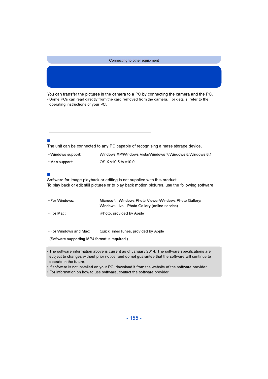 Panasonic DMC-TZ55 operating instructions Saving still pictures and motion pictures on your, 155 