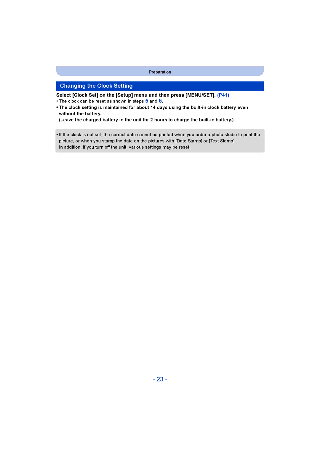 Panasonic DMC-TZ55 operating instructions Changing the Clock Setting 