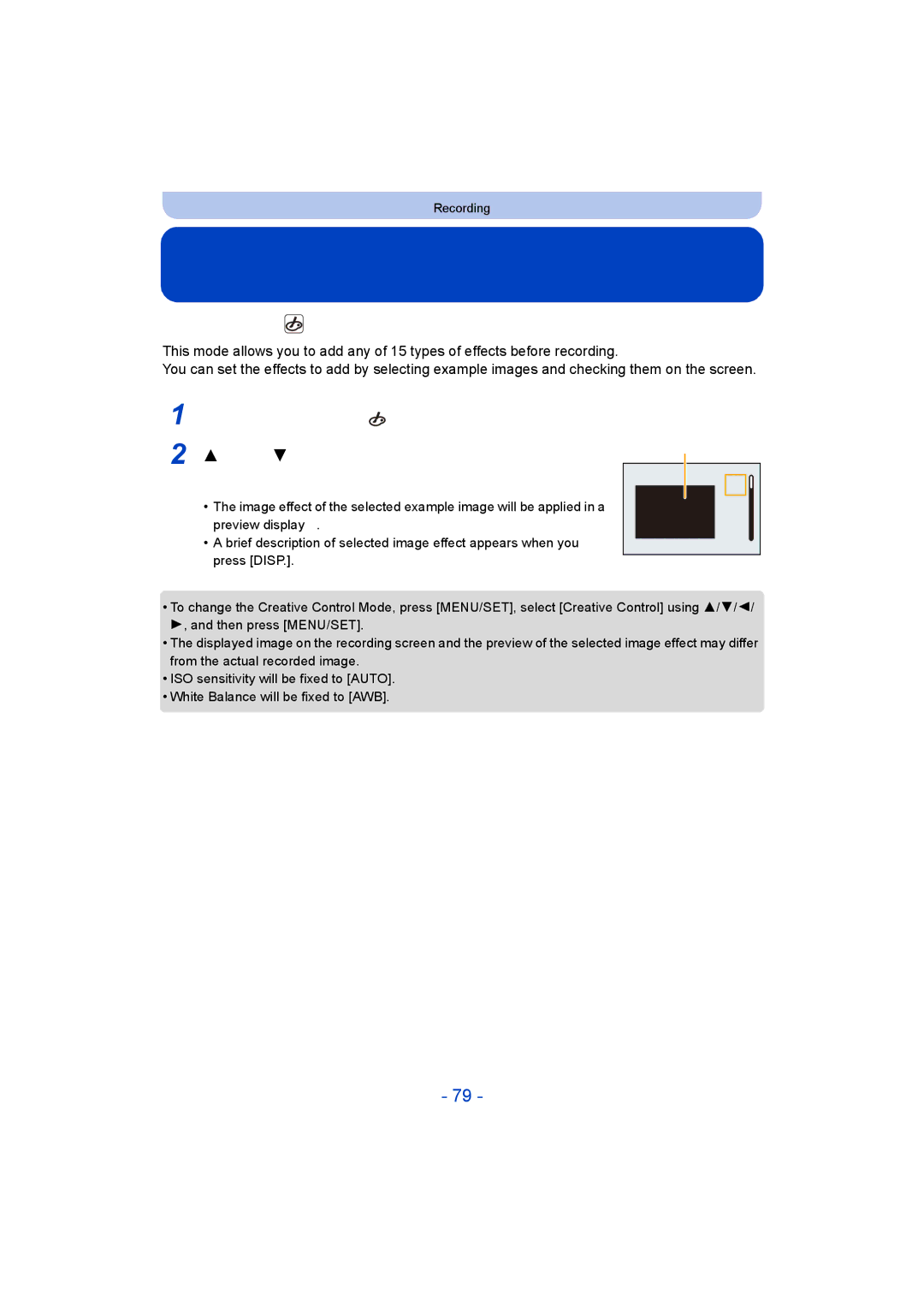 Panasonic DMC-TZ55 operating instructions Taking Pictures with different image effects, Creative Control Mode 