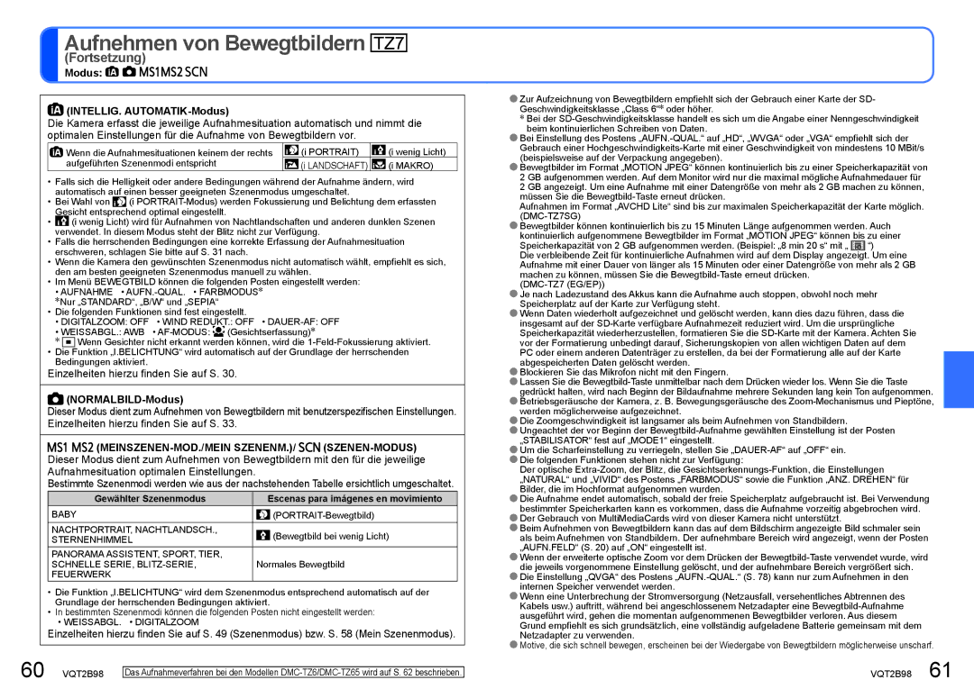 Panasonic DMC-TZ7, DMC-TZ65 manual Modus INTELLIG. AUTOMATIK-Modus, Einzelheiten hierzu finden Sie auf S, NORMALBILD-Modus 