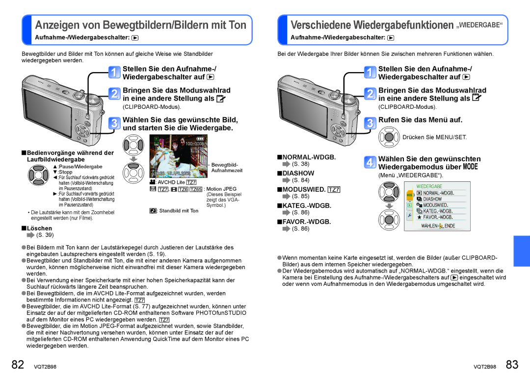 Panasonic DMC-TZ65, DMC-TZ7 manual Bringen Sie das Moduswahlrad in eine andere Stellung als, Wiedergabemodus über, Löschen 