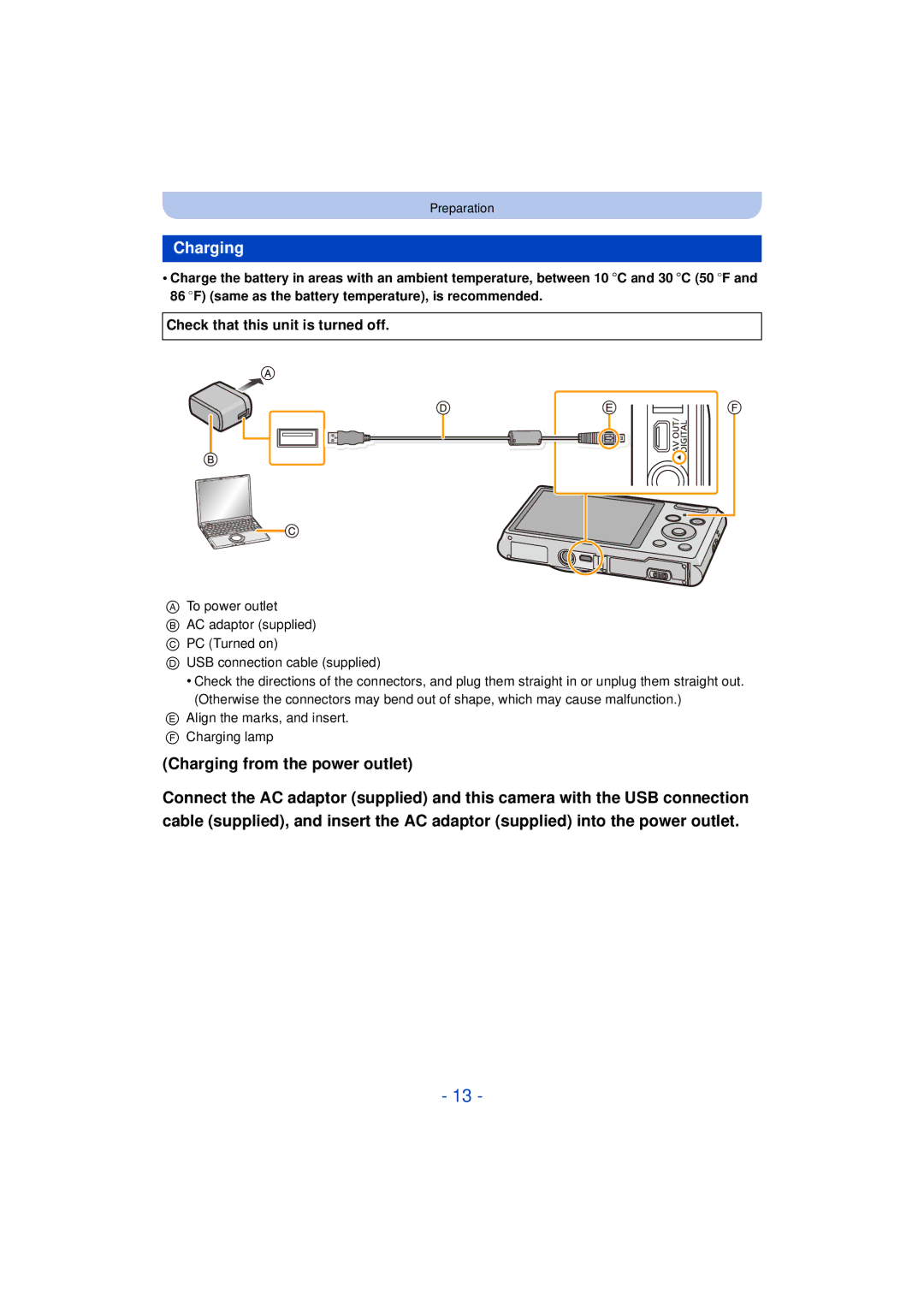 Panasonic DMCXS1R, DMC-XS1, DMCFH10P, DMC-FH10 owner manual Charging, Check that this unit is turned off 