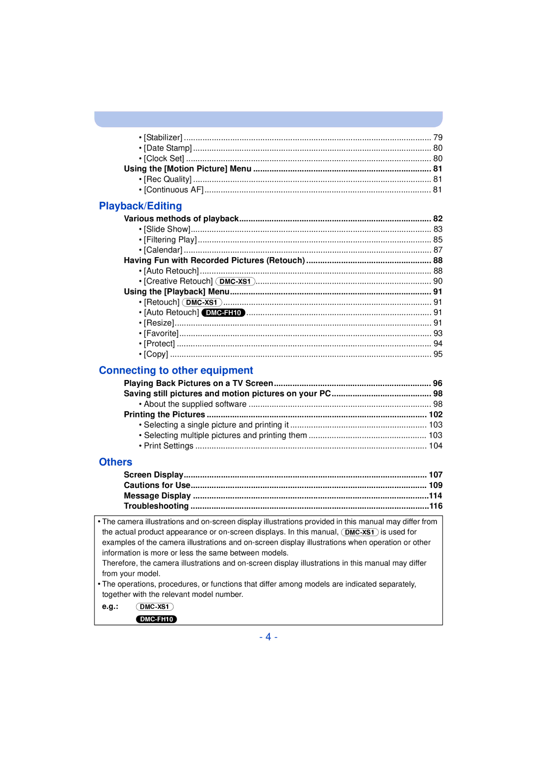 Panasonic DMC-XS1, DMCXS1R, DMCFH10P, DMC-FH10 owner manual 102, Selecting multiple pictures and printing them, 104, 107 