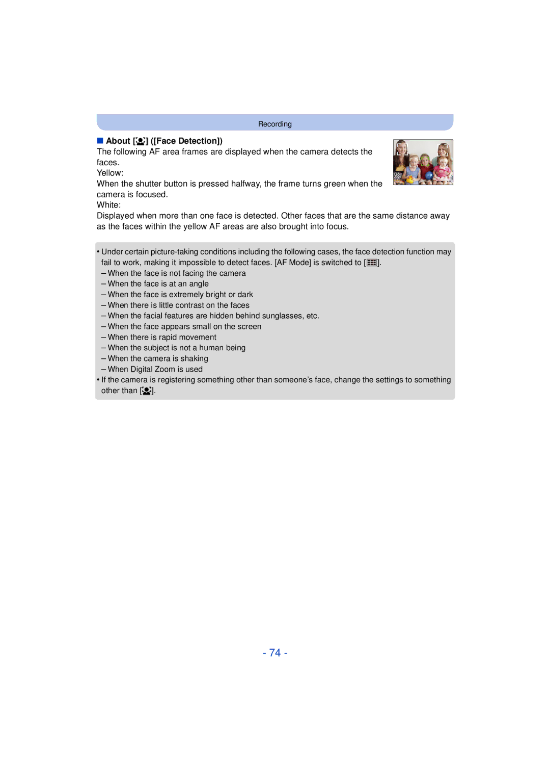 Panasonic DMCFH10P, DMC-XS1, DMCXS1R, DMC-FH10 owner manual About š Face Detection 