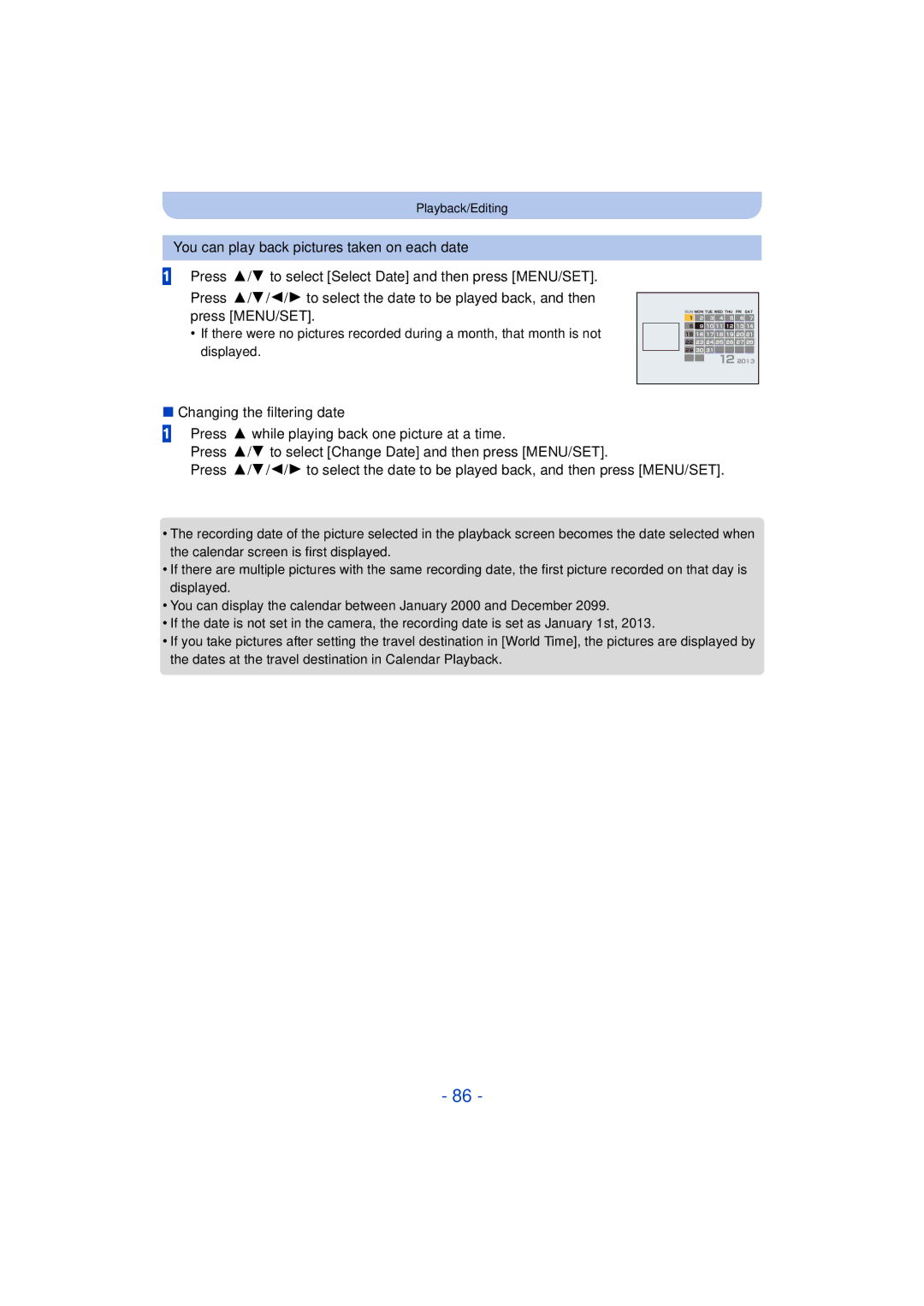 Panasonic DMCFH10P, DMC-XS1, DMCXS1R, DMC-FH10 owner manual Changing the filtering date 