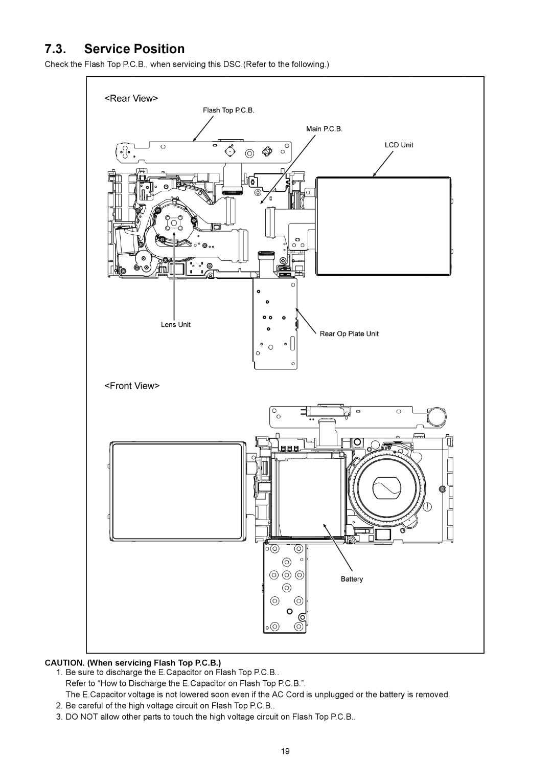 Panasonic DMC-XS1PC, DMC-XS1GN, DMC-XS1GF, DMC-XS1GC, DMC-XS1PU, DMC-XS1EE, DMC-XS1EG, DMC-XS1EF, DMC-XS1GK manual Service Position 