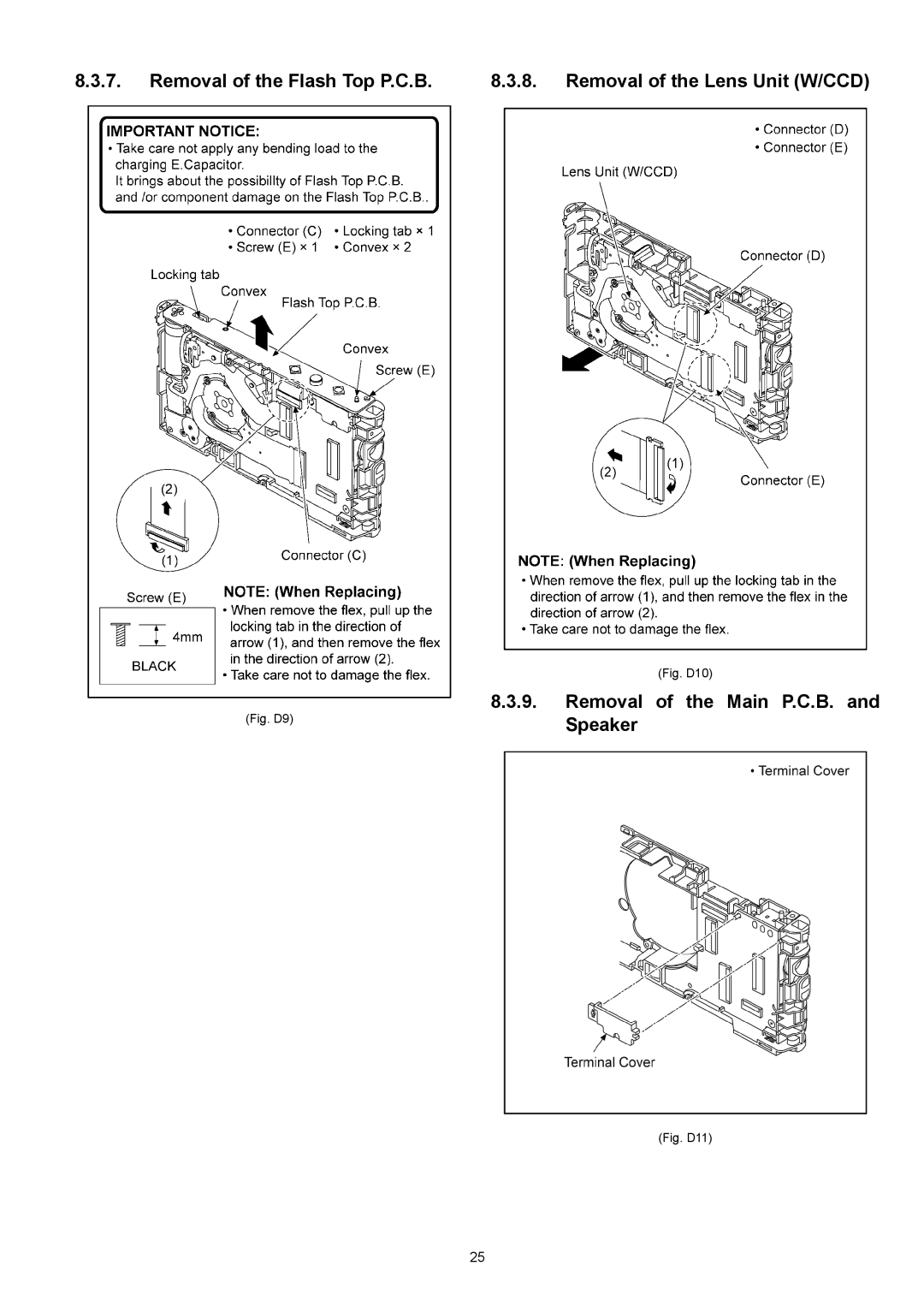 Panasonic DMC-XS1GA, DMC-XS1GN, DMC-XS1GF, DMC-XS1GC, DMC-XS1PU, DMC-XS1PC, DMC-XS1EE manual Removal of the Main P.C.B, Speaker 