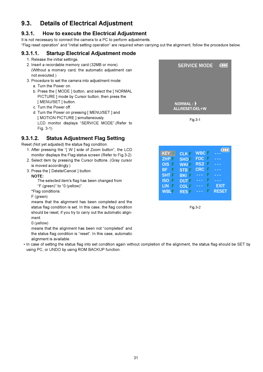 Panasonic DMC-XS1GF, DMC-XS1GN, DMC-XS1GC manual Details of Electrical Adjustment, How to execute the Electrical Adjustment 