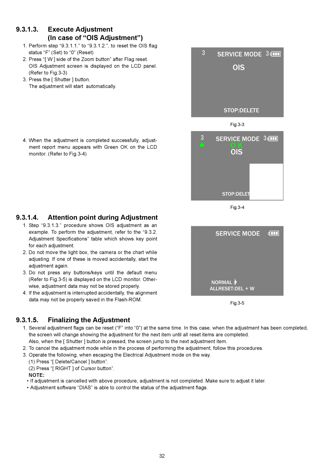 Panasonic DMC-XS1GC, DMC-XS1GN, DMC-XS1GF, DMC-XS1PU Execute Adjustment Case of OIS Adjustment, Finalizing the Adjustment 