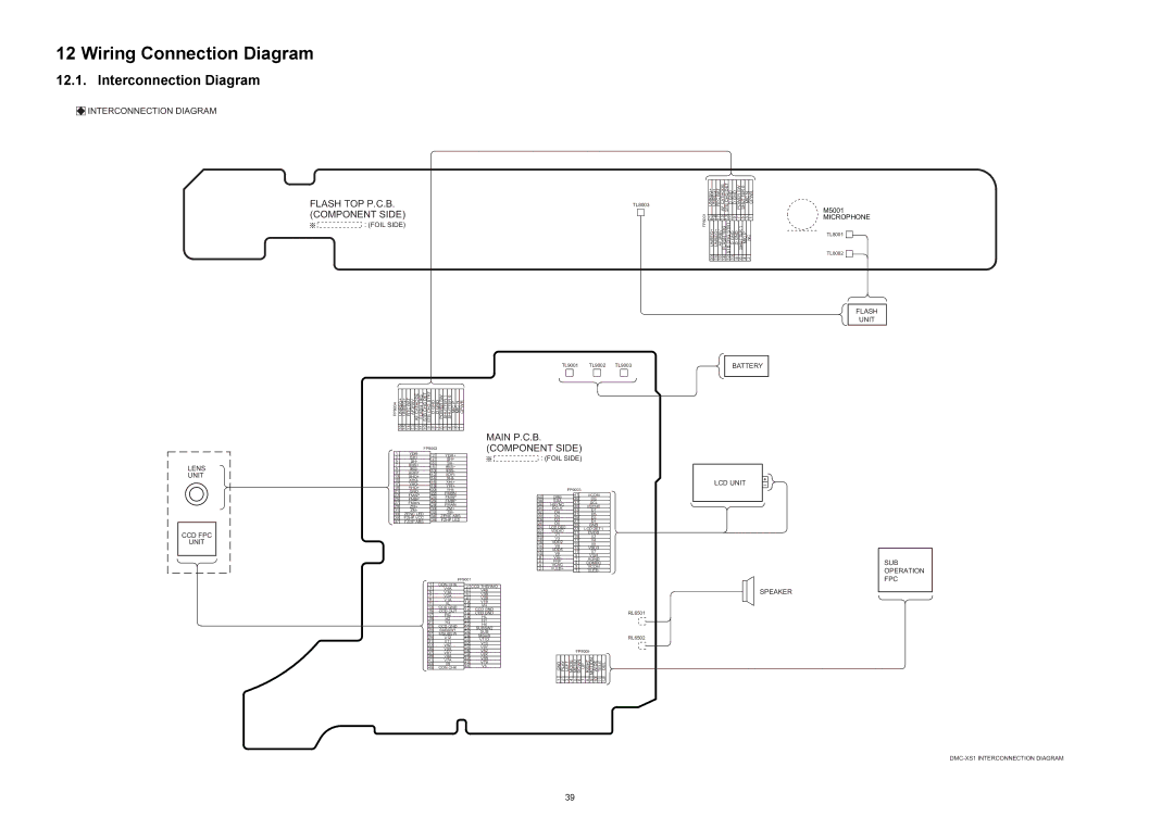 Panasonic DMC-XS1GK, DMC-XS1GN, DMC-XS1GF, DMC-XS1GC, DMC-XS1PU, DMC-XS1PC Wiring Connection Diagram, Interconnection Diagram 