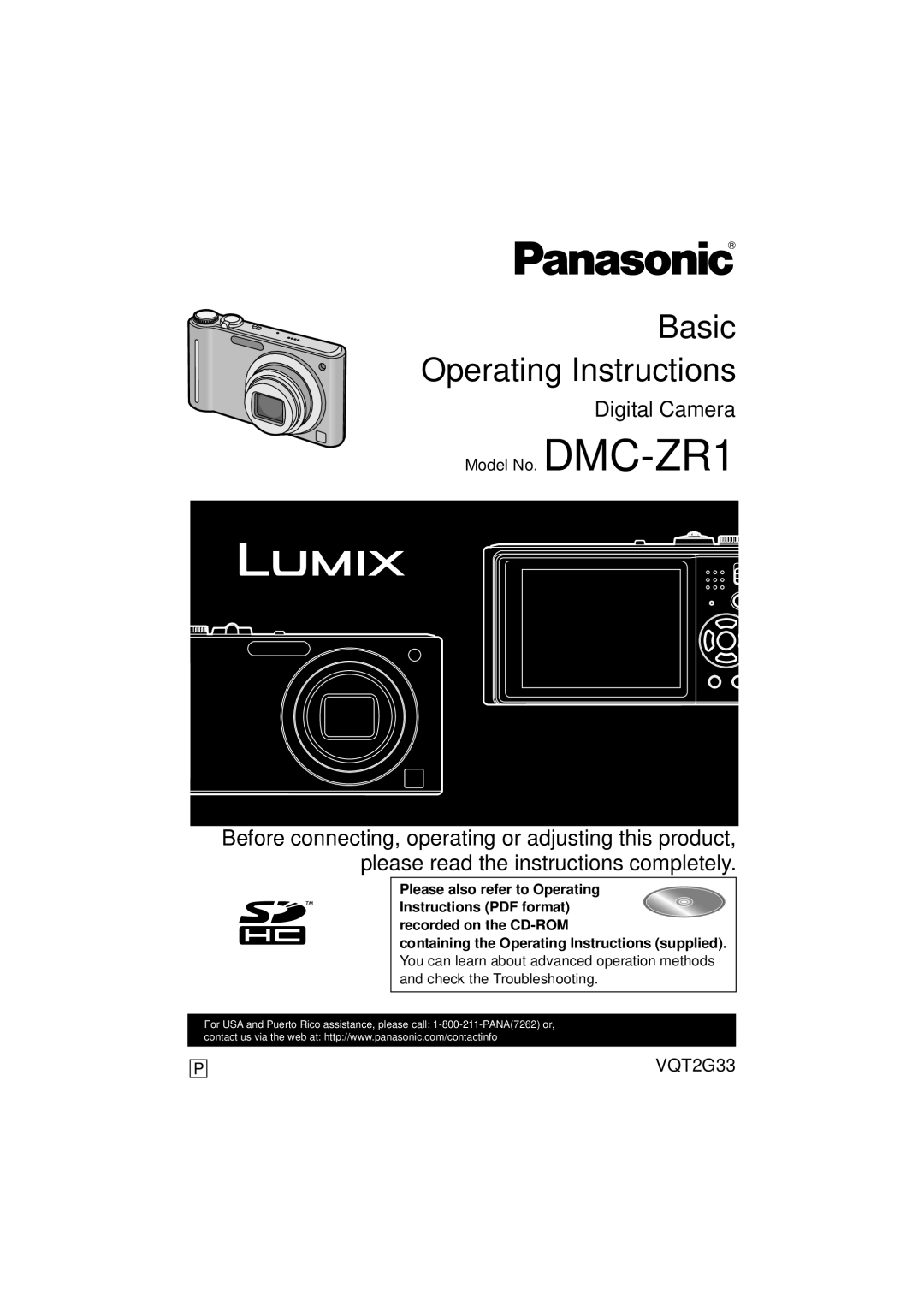 Panasonic DMC-ZR1 operating instructions Basic Operating Instructions 