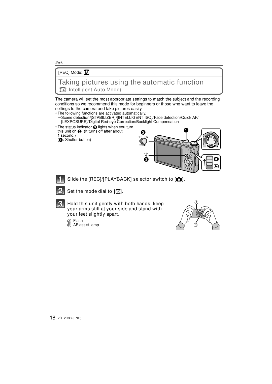 Panasonic DMC-ZR1 operating instructions Taking pictures using the automatic function, REC Mode ñ 