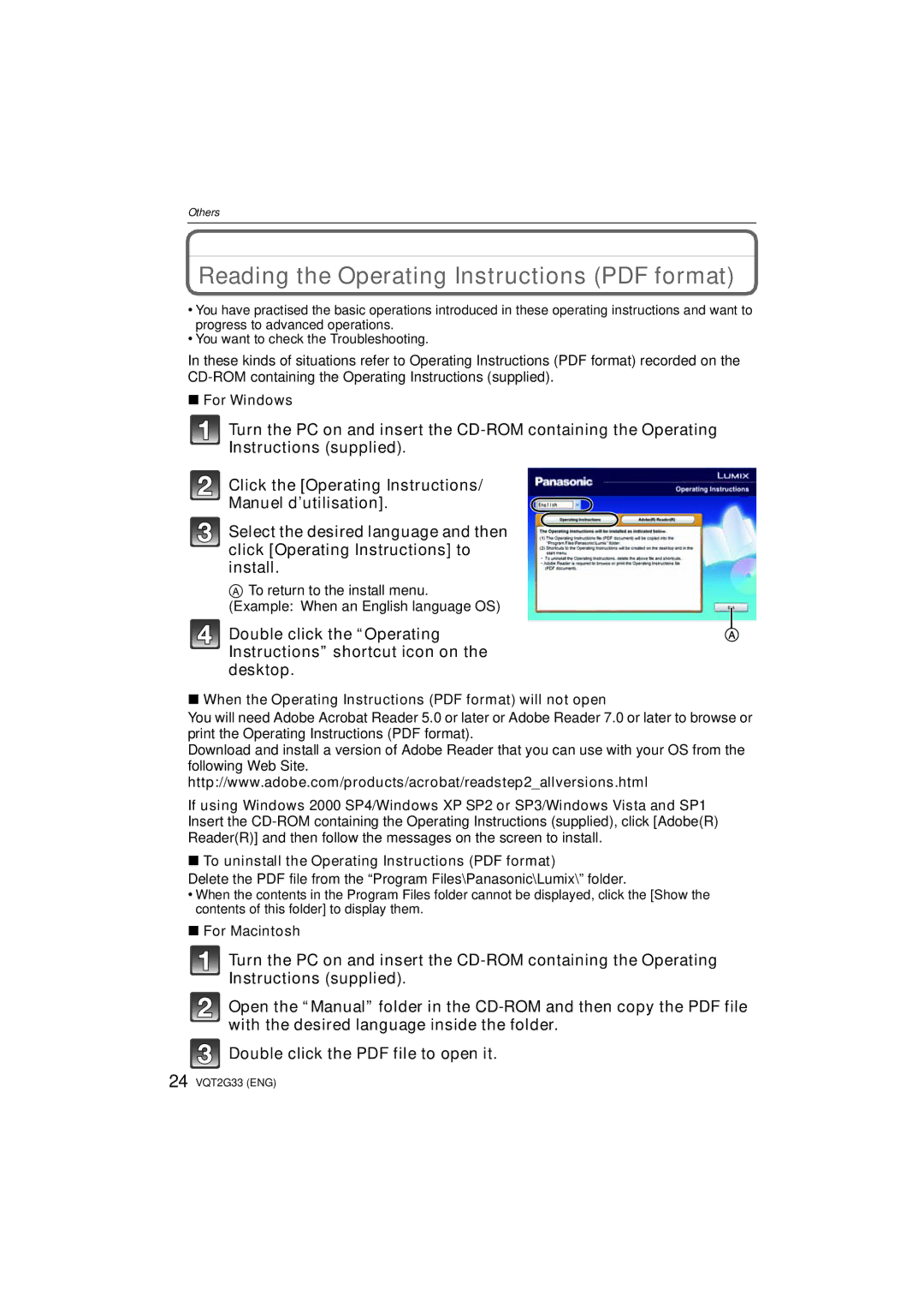 Panasonic DMC-ZR1 operating instructions For Windows, For Macintosh 