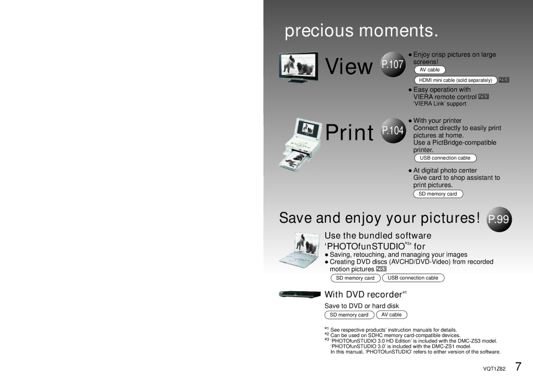 Panasonic DMC-ZS1K operating instructions View, ‘VIERA Link’ support 