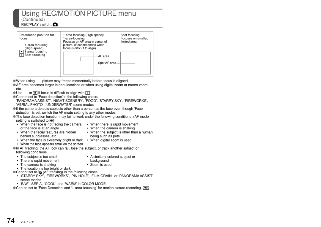 Panasonic DMC-ZS1K operating instructions ‘AERIAL PHOTO’, ‘UNDERWATER’ scene modes 