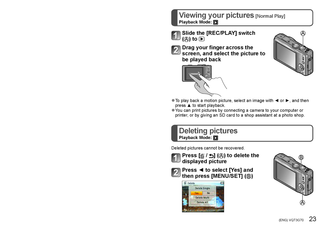 Panasonic DMC ZS10 owner manual Viewing your pictures Normal Play, Deleting pictures, Playback Mode 