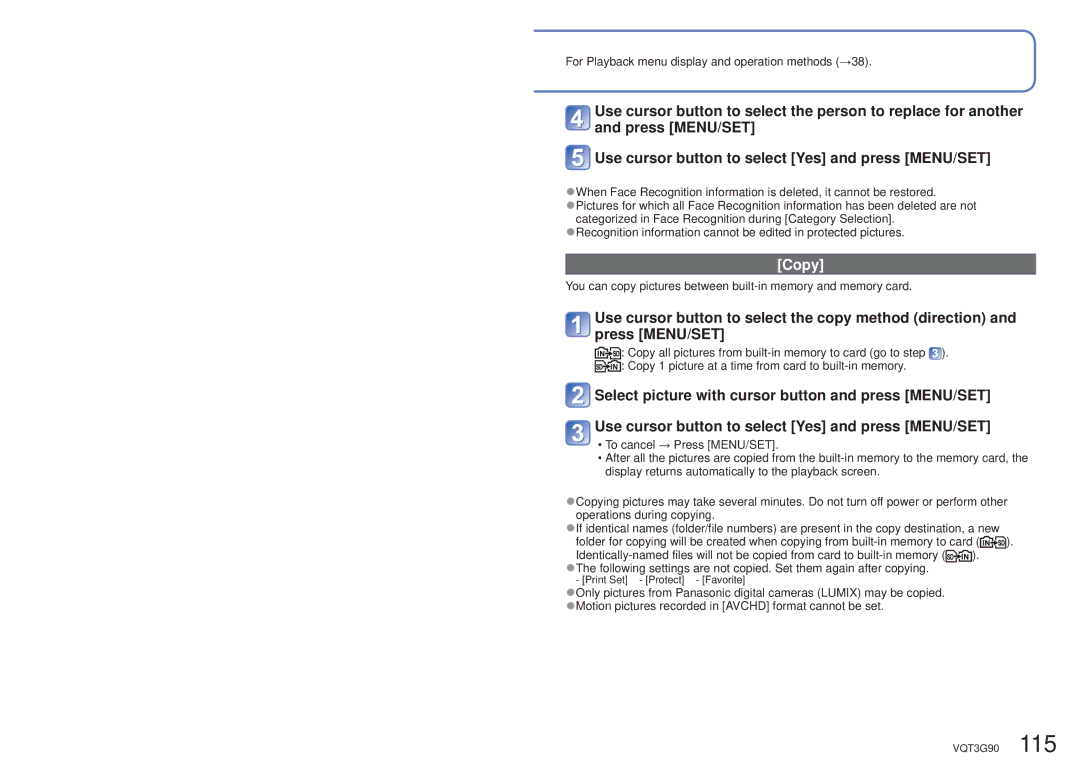 Panasonic DMC-ZS10S, DMCZS10S, DMCZS10A, DMCZS10K, DMC ZS10R owner manual Copy 