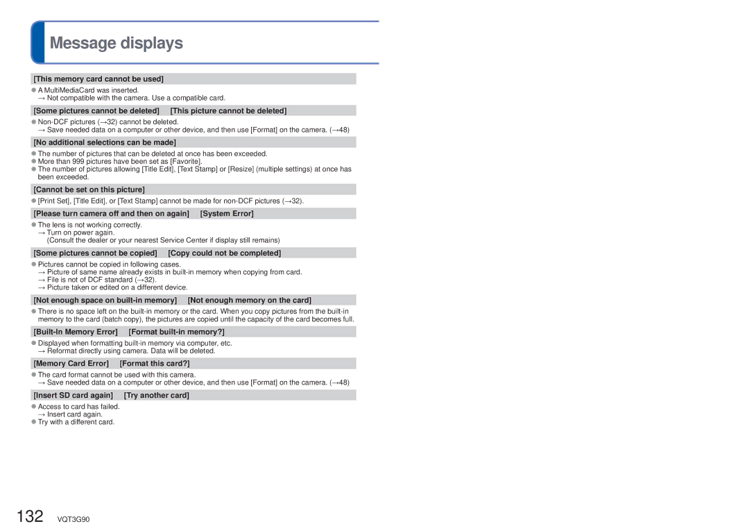 Panasonic DMCZS10A, DMC-ZS10S, DMCZS10S, DMCZS10K, DMC ZS10R owner manual Message displays 