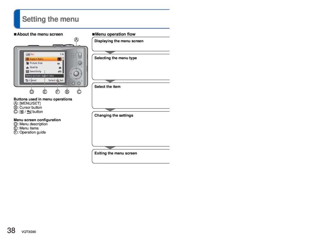 Panasonic DMCZS10K, DMC-ZS10S Setting the menu, About the menu screen, Menu operation flow, Selecting the menu type 