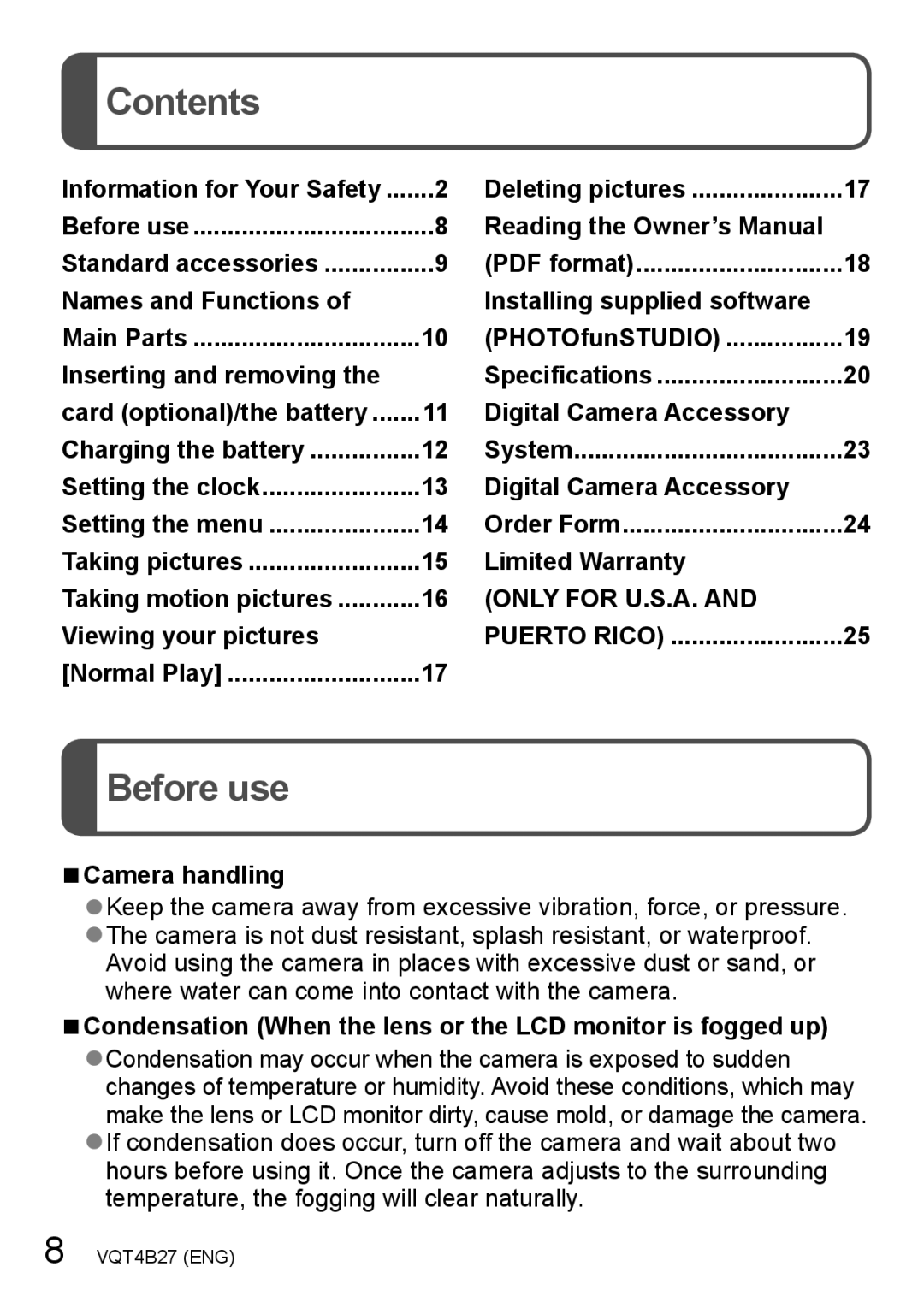 Panasonic VQT4B27, DMC-ZS15S, M1211KZ0, DMCZS15K owner manual Contents, Before use 