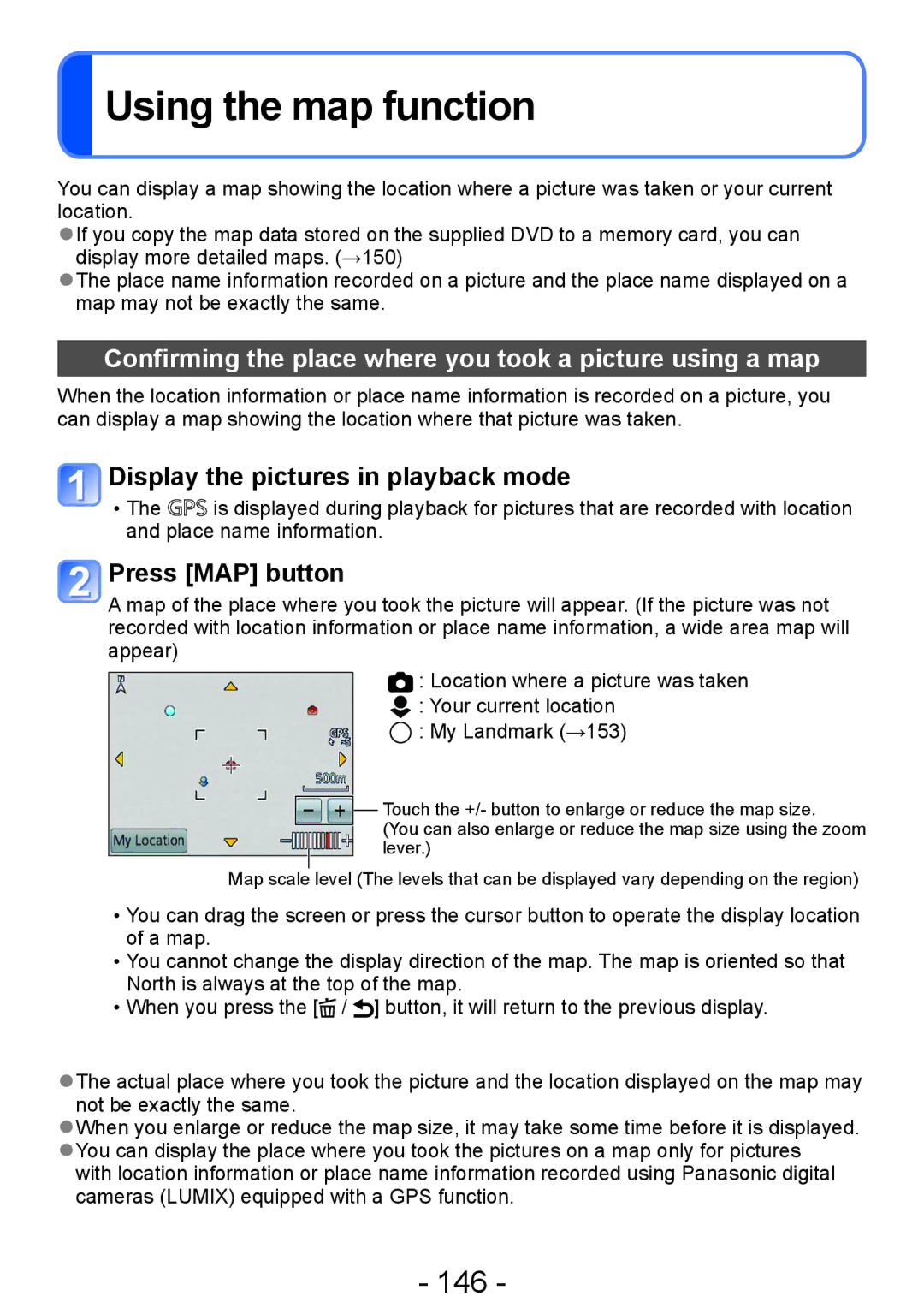 Panasonic DMC-ZS20, DMC-TZ30 manual Using the map function, 146, Confirming the place where you took a picture using a map 