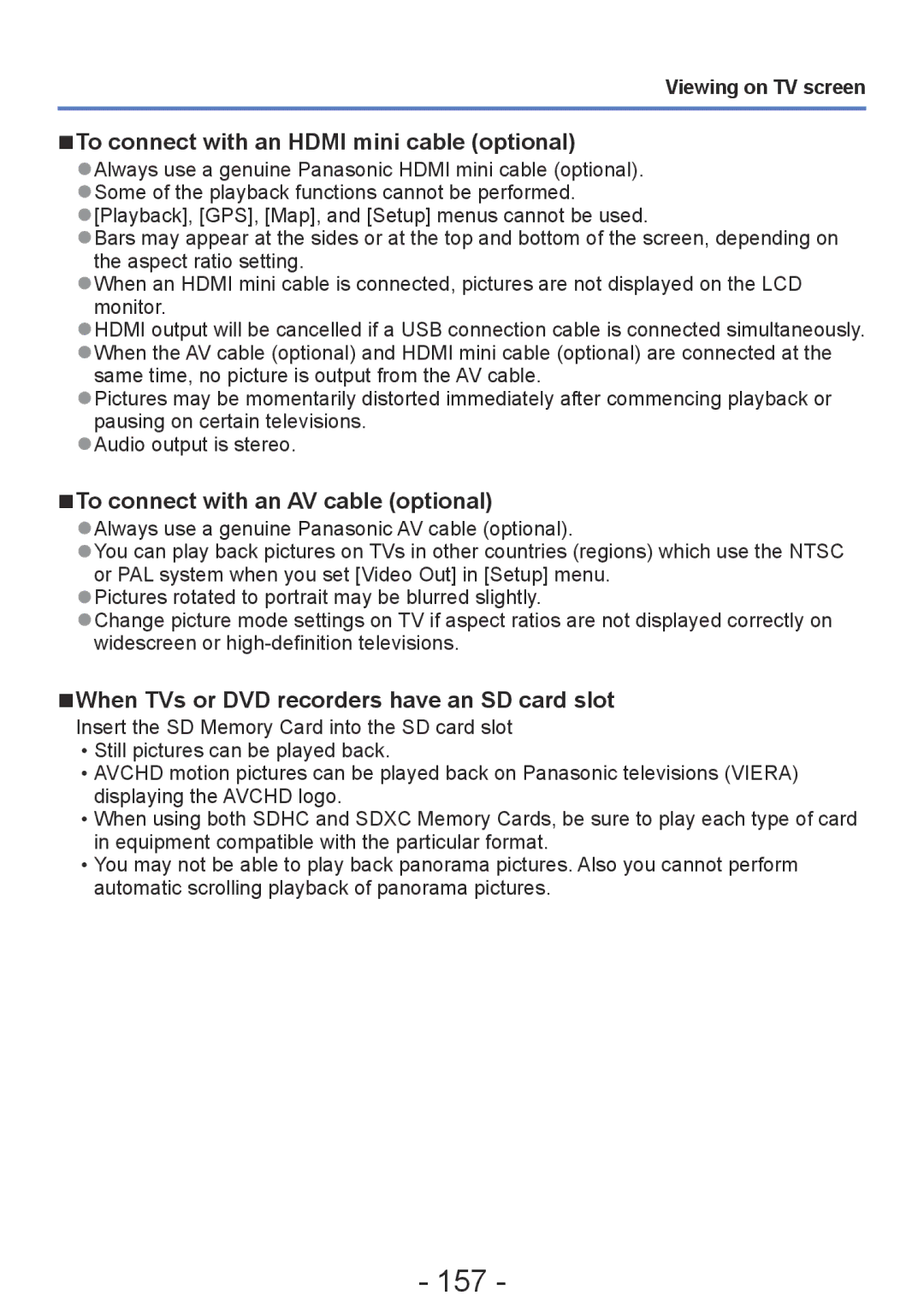 Panasonic DMC-TZ30, DMC-ZS20 manual 157, When TVs or DVD recorders have an SD card slot, Viewing on TV screen 