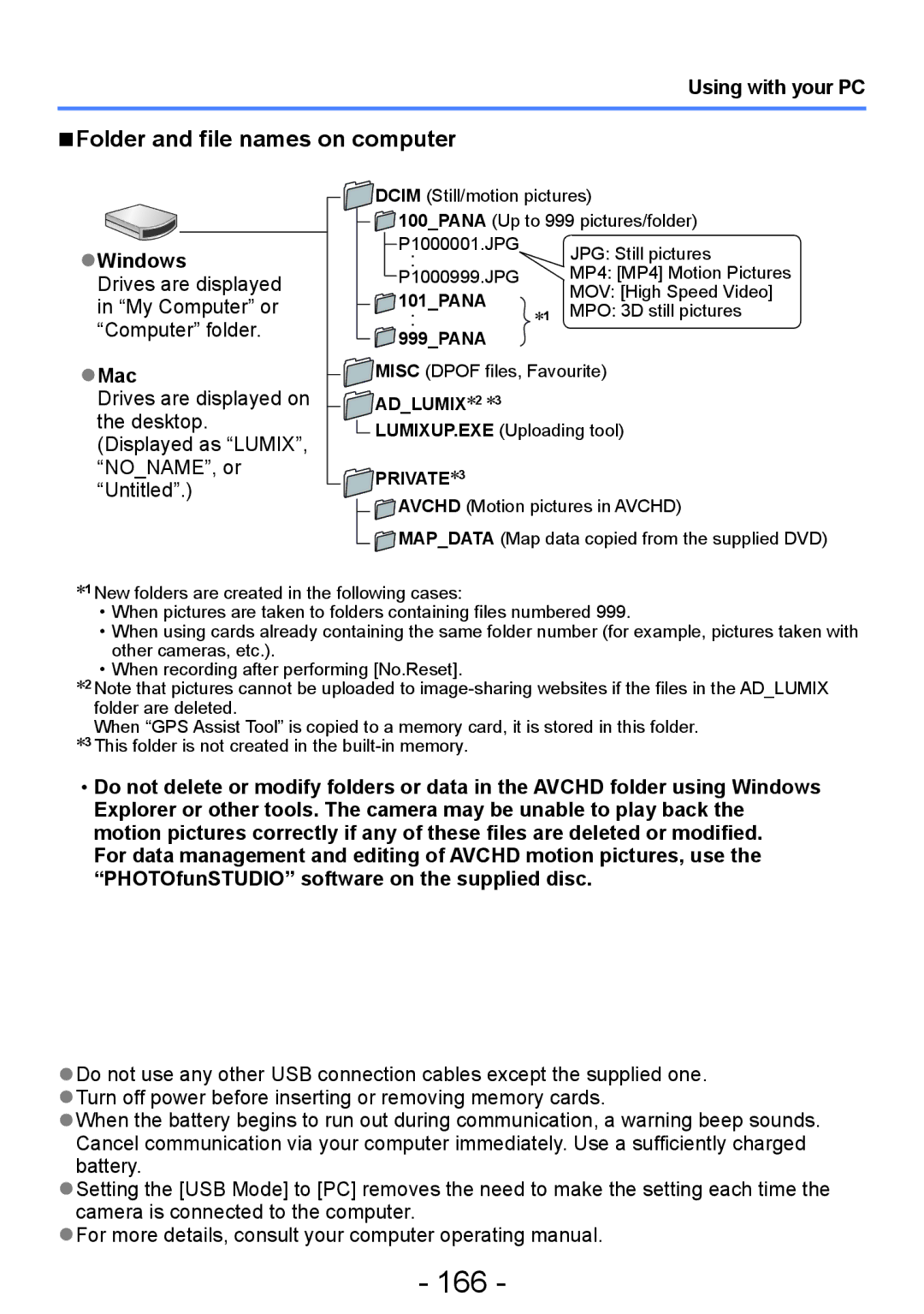 Panasonic DMC-ZS20, DMC-TZ30 manual 166, Folder and file names on computer, Windows 