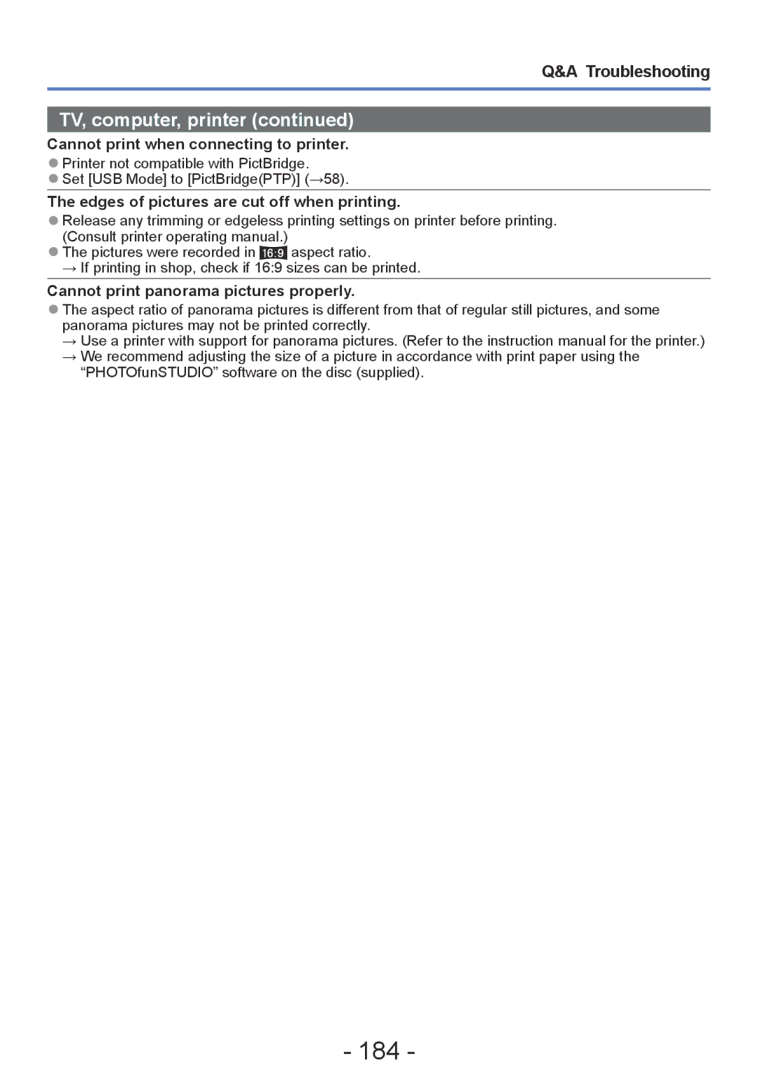 Panasonic DMC-ZS20, DMC-TZ30 184, Edges of pictures are cut off when printing, Cannot print panorama pictures properly 