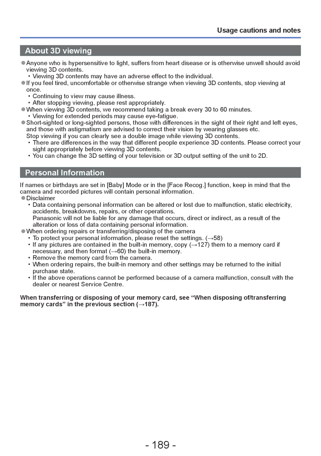 Panasonic DMC-TZ30, DMC-ZS20 manual 189, About 3D viewing 