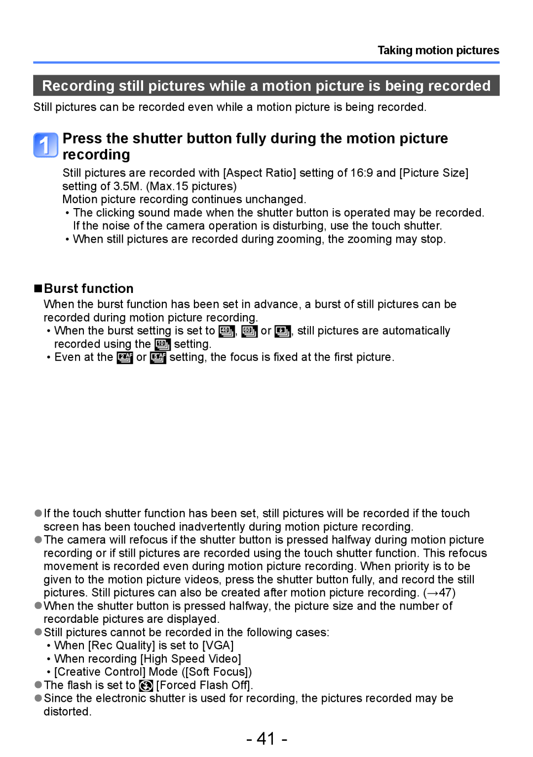 Panasonic DMC-TZ30, DMC-ZS20 manual Burst function 