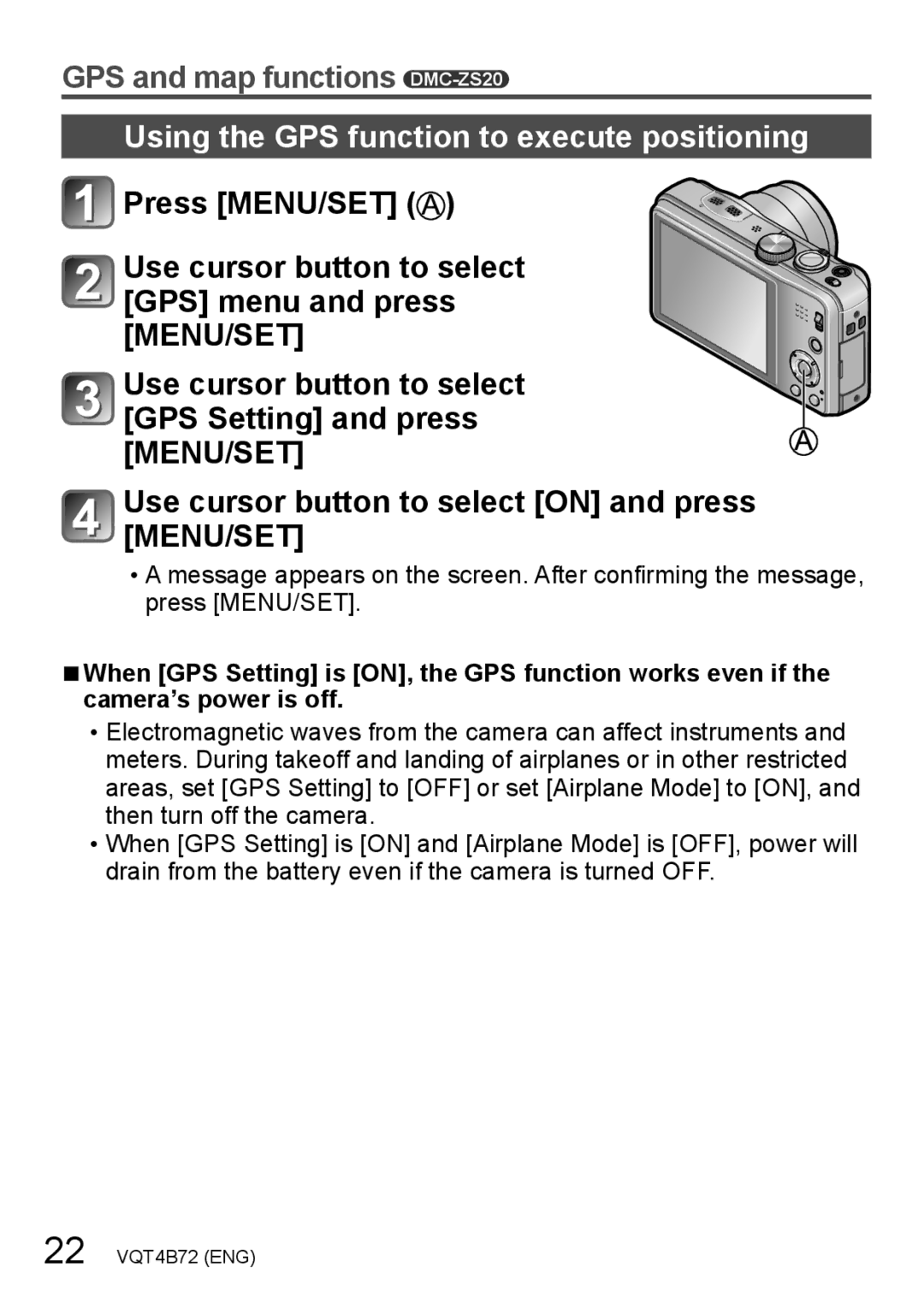 Panasonic DMC-ZS20, DMC-ZS19 owner manual Using the GPS function to execute positioning 