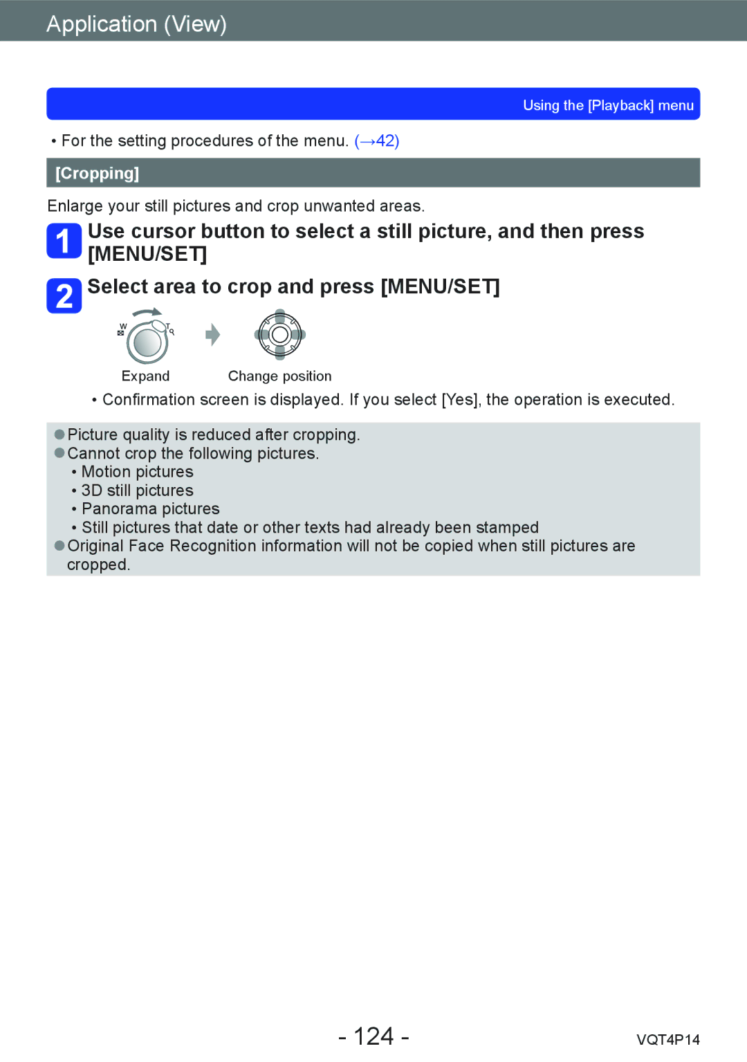 Panasonic DMC-ZS25, DMCZS25K owner manual 124, Cropping 