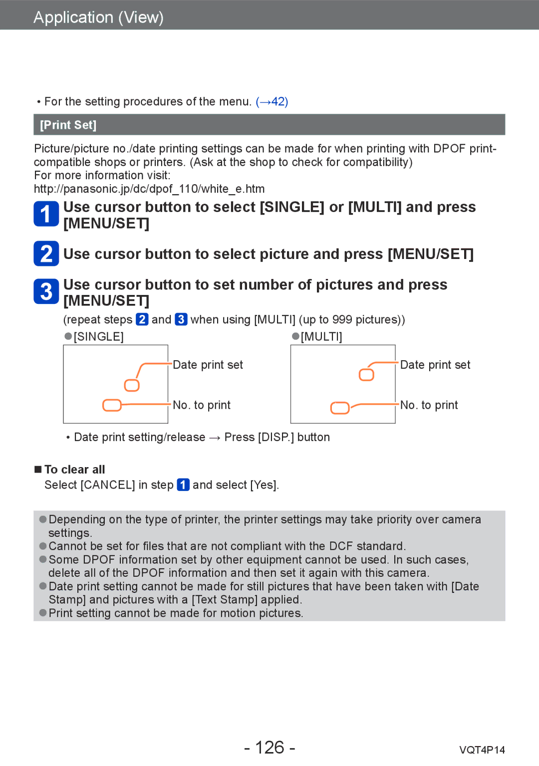 Panasonic DMC-ZS25, DMCZS25K owner manual 126, Print Set 