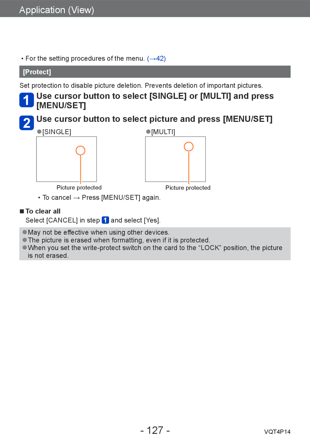 Panasonic DMCZS25K, DMC-ZS25 owner manual 127, Protect 