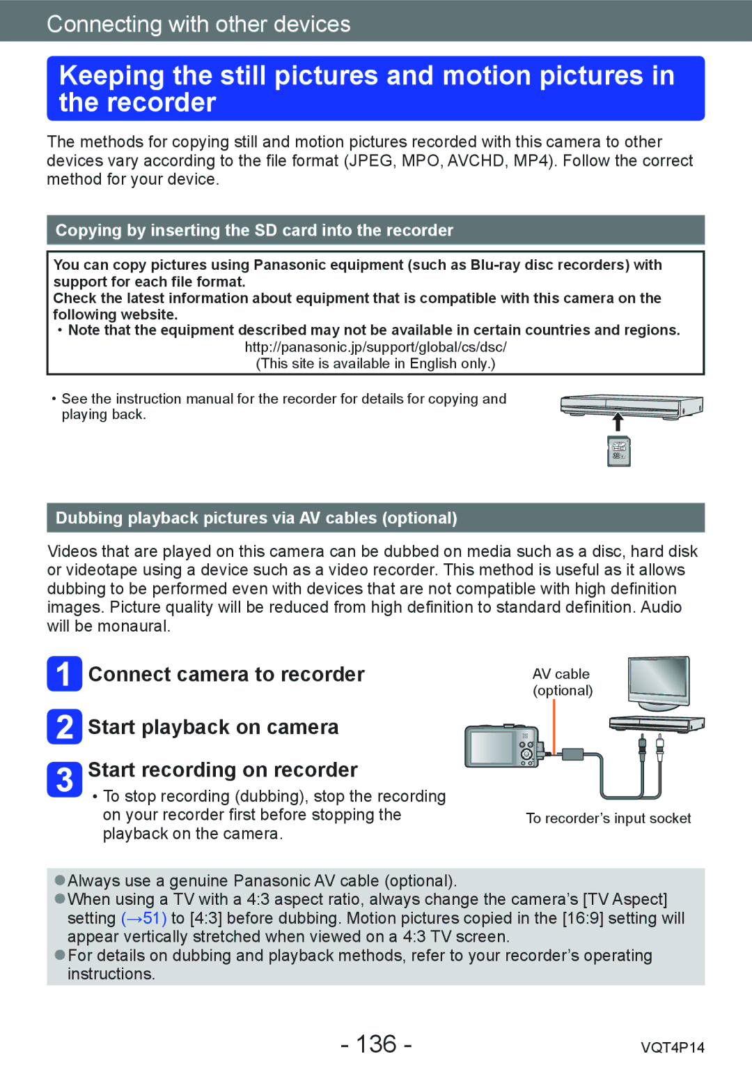 Panasonic DMC-ZS25, DMCZS25K owner manual 136, Copying by inserting the SD card into the recorder 