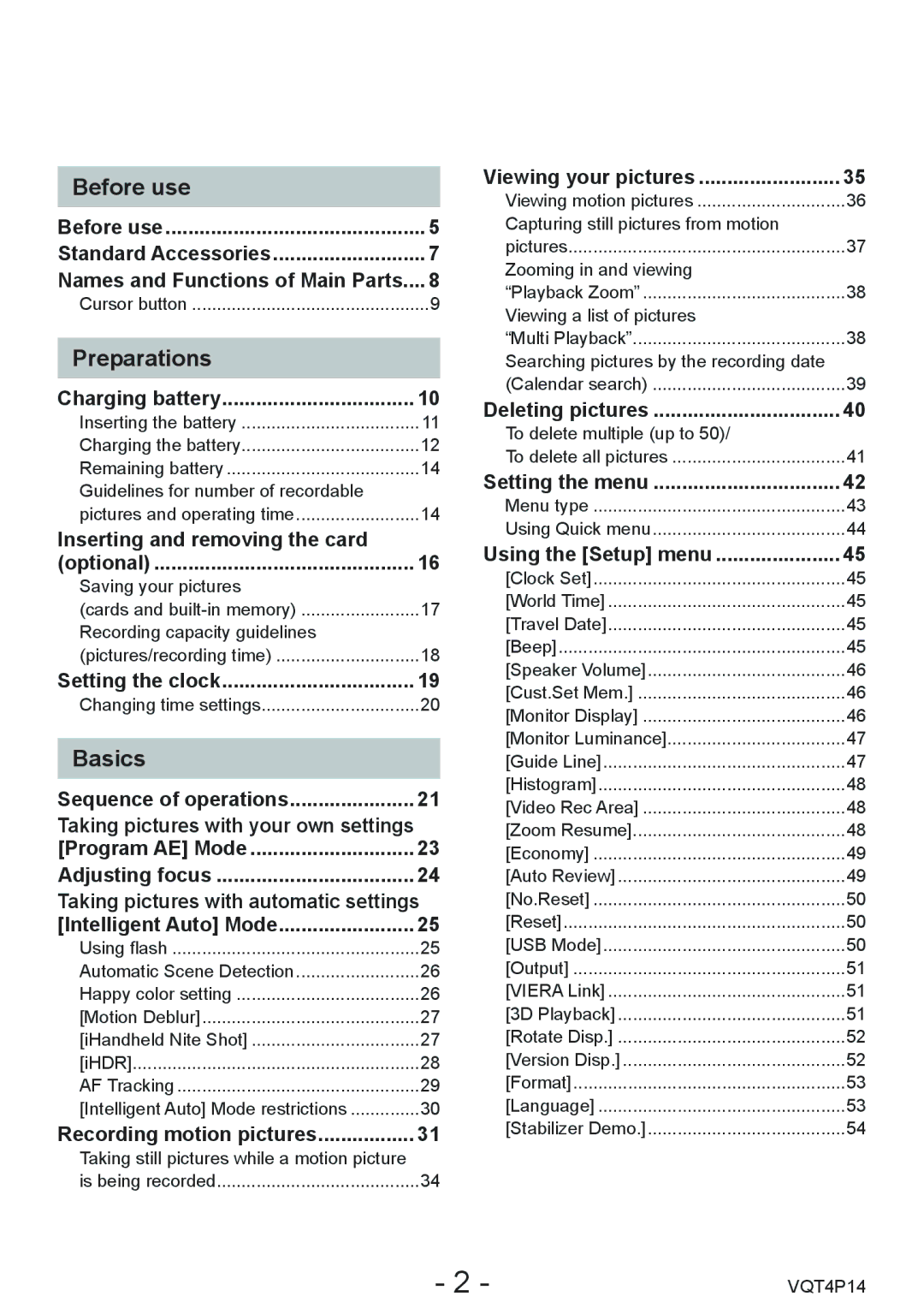 Panasonic DMC-ZS25, DMCZS25K owner manual Contents 