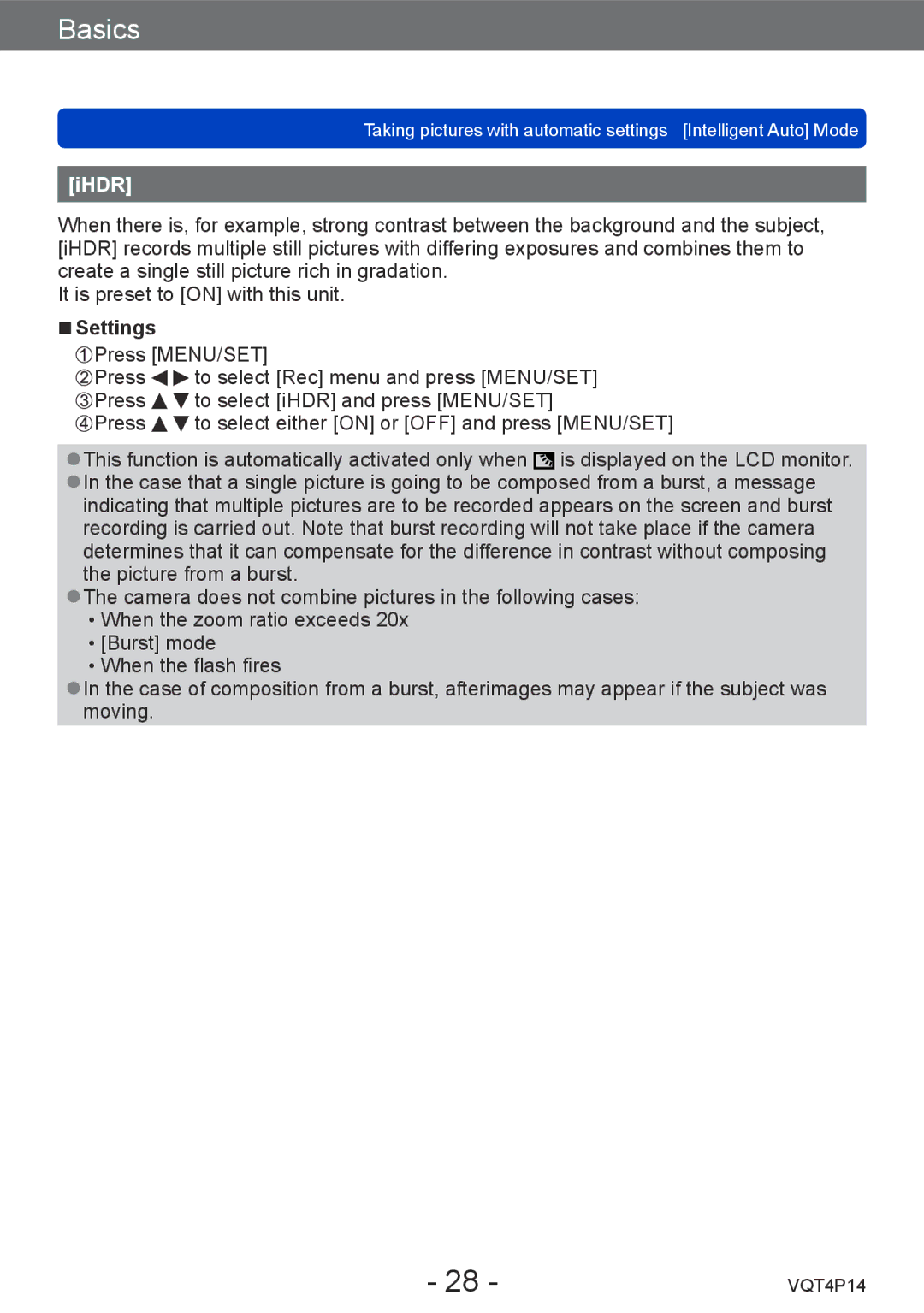 Panasonic DMC-ZS25, DMCZS25K owner manual Ihdr 