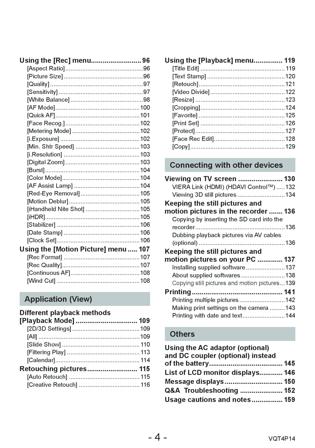 Panasonic DMC-ZS25, DMCZS25K owner manual Application View, Connecting with other devices, Others 