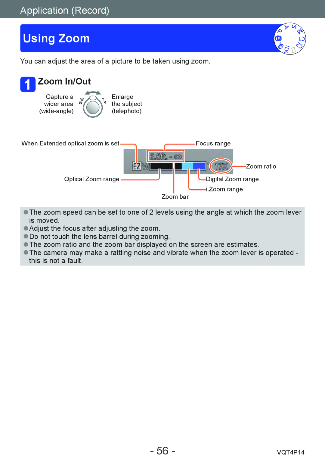 Panasonic DMC-ZS25, DMCZS25K owner manual Using Zoom, Zoom In/Out 