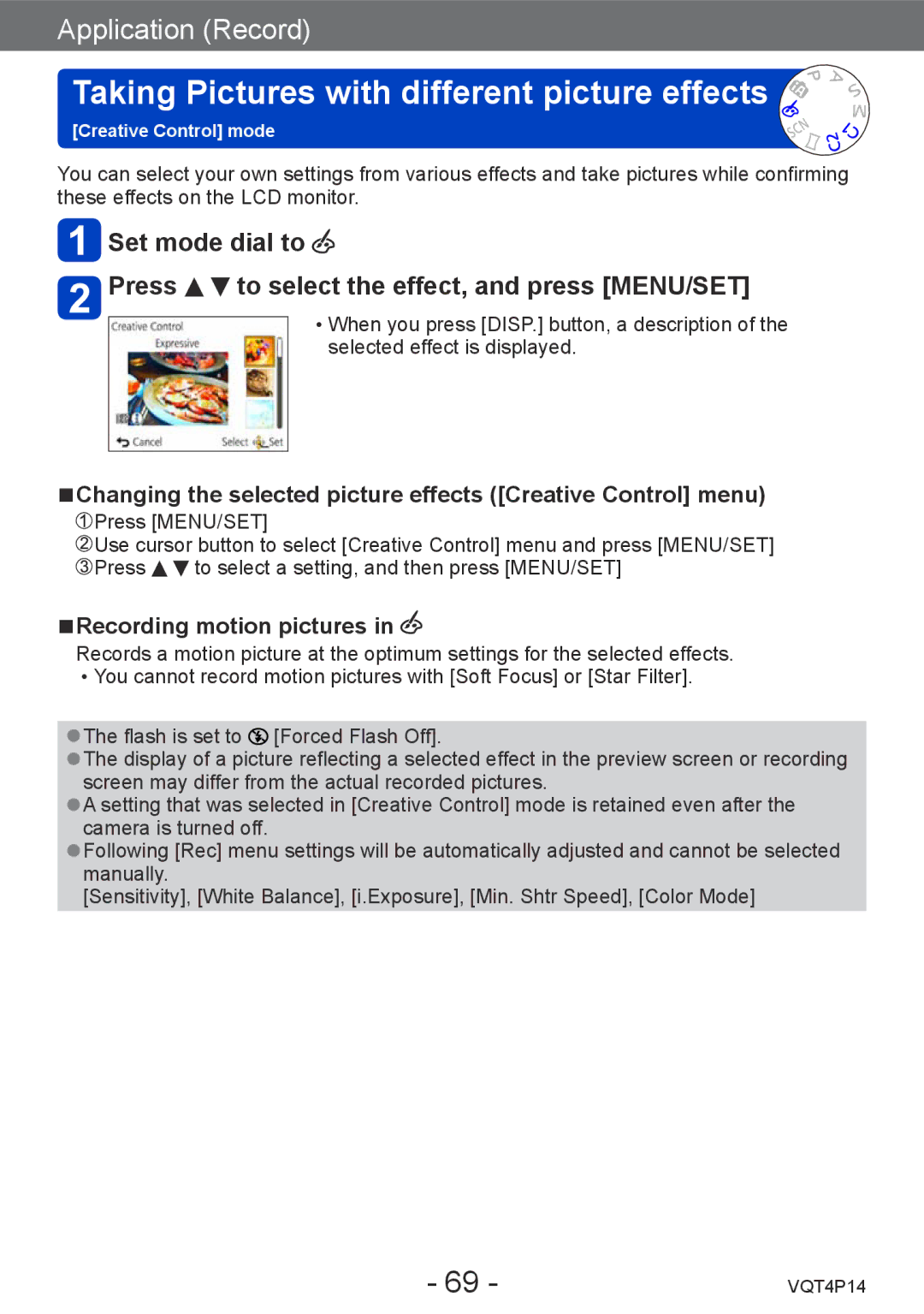 Panasonic DMCZS25K, DMC-ZS25 owner manual Taking Pictures with different picture effects 