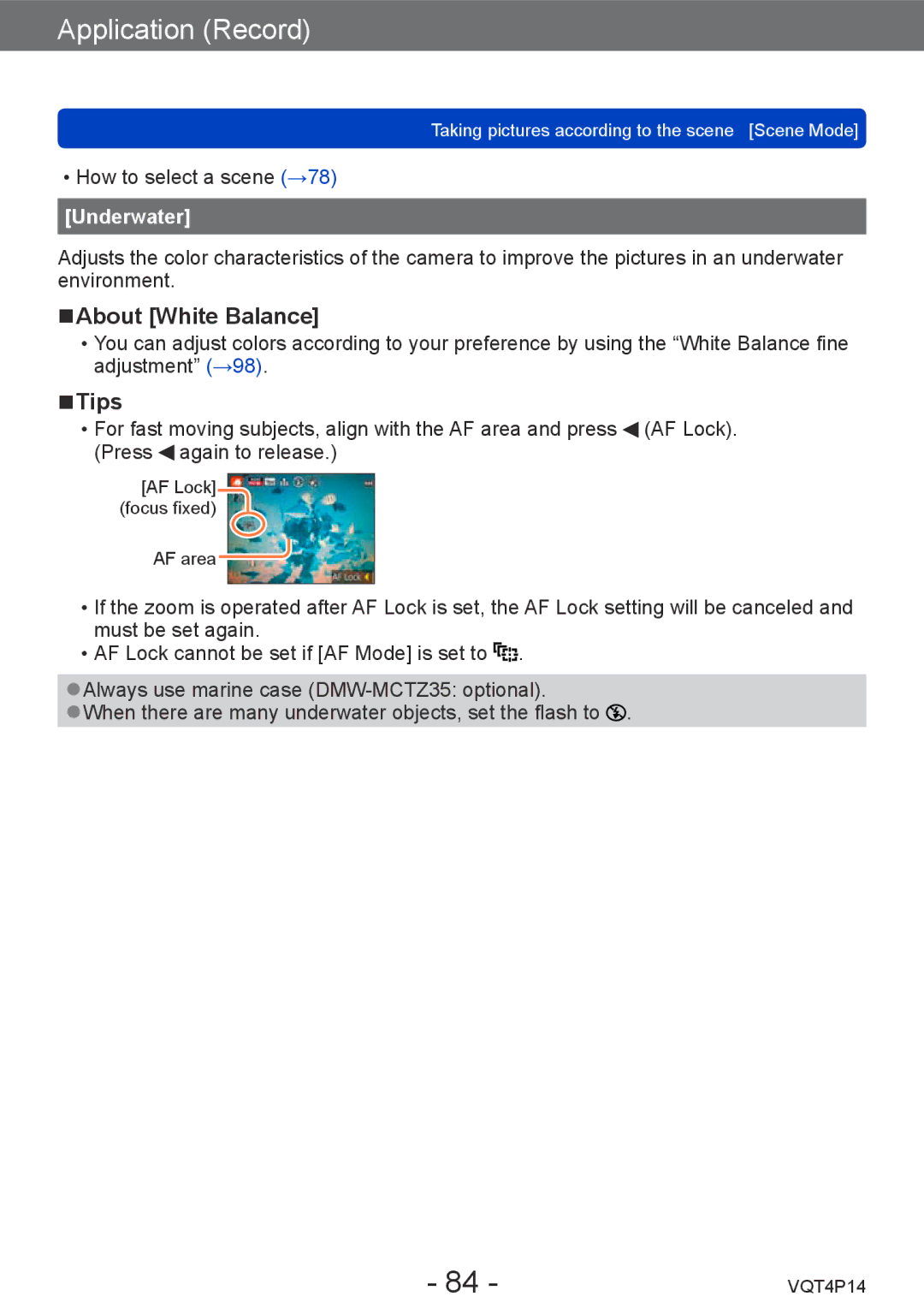 Panasonic DMC-ZS25, DMCZS25K owner manual About White Balance, Underwater 