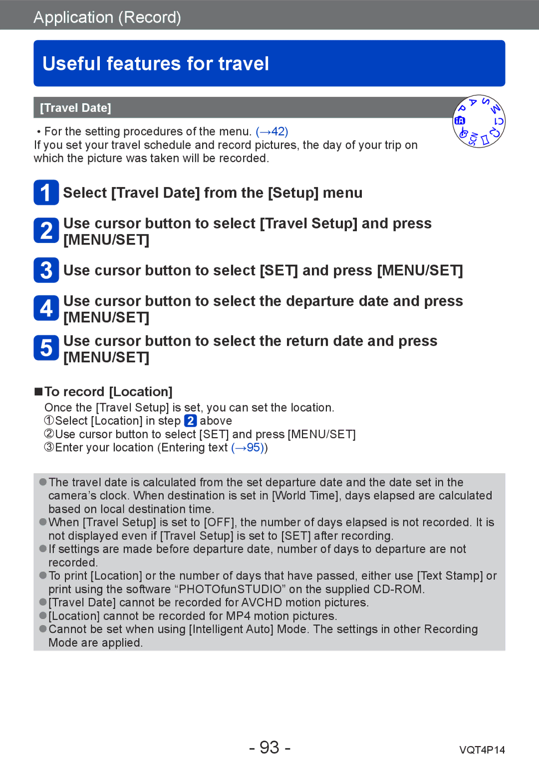 Panasonic DMCZS25K, DMC-ZS25 owner manual Useful features for travel, To record Location 