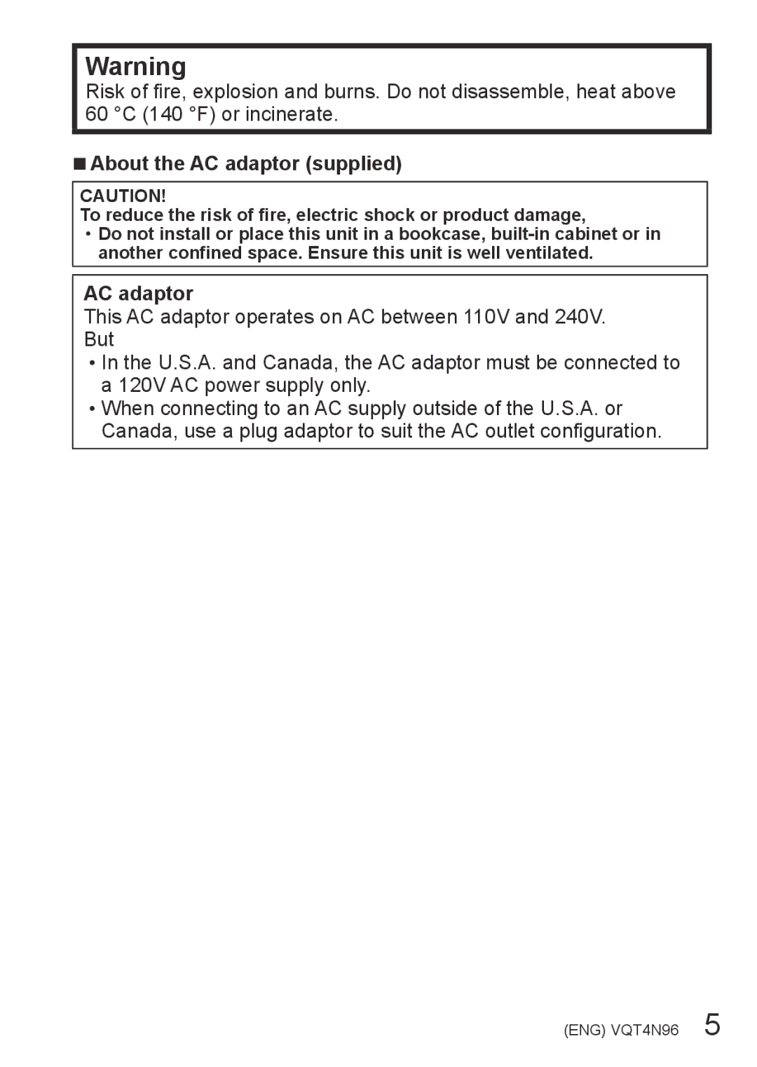 Panasonic DMCZS25S, DMC-ZS25 owner manual About the AC adaptor supplied 