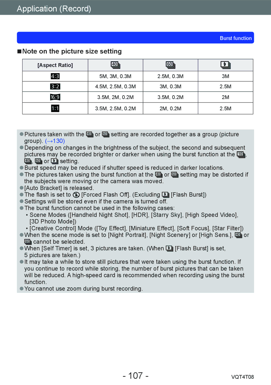 Panasonic DMC-ZS27, DMC-ZS30 owner manual 107, Aspect Ratio 