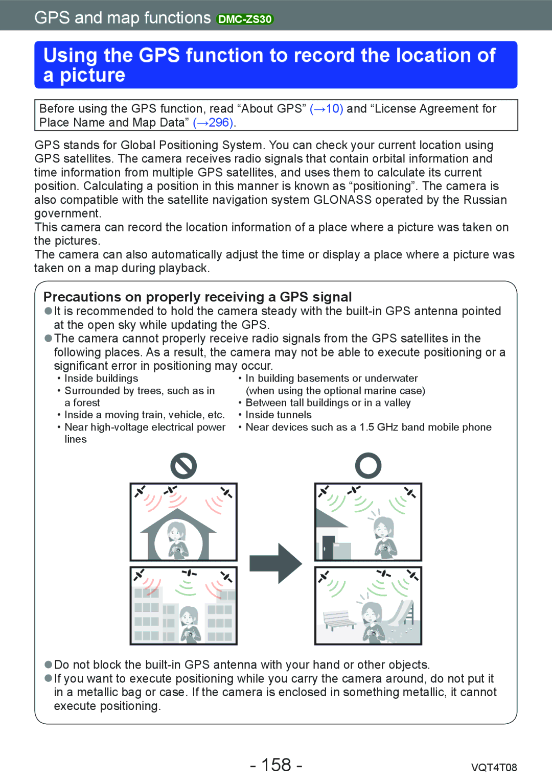 Panasonic DMC-ZS30, DMC-ZS27 owner manual Using the GPS function to record the location of a picture, 158 