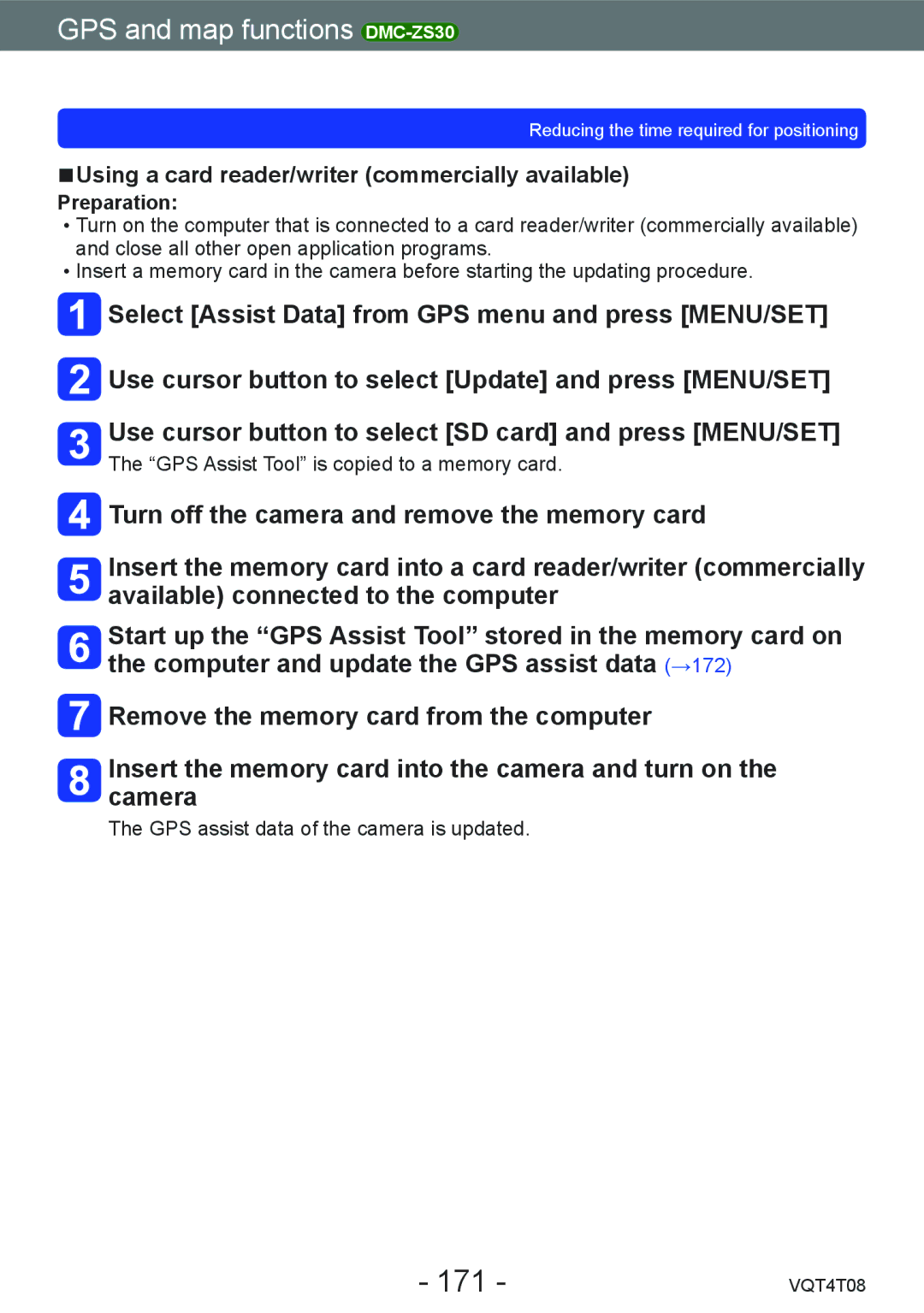 Panasonic DMC-ZS27, DMC-ZS30 owner manual 171, Using a card reader/writer commercially available 