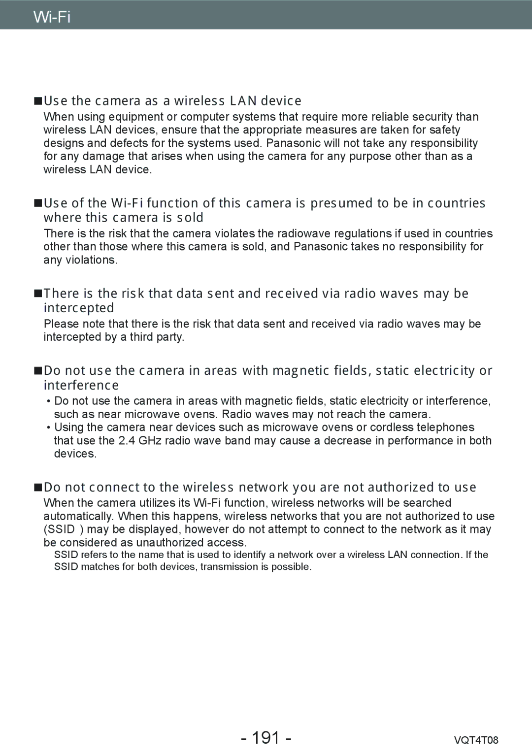 Panasonic DMC-ZS27, DMC-ZS30 owner manual Wi-Fifunction, 191, Use the camera as a wireless LAN device 